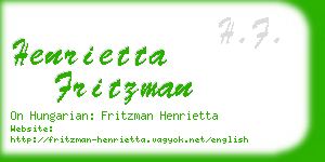 henrietta fritzman business card